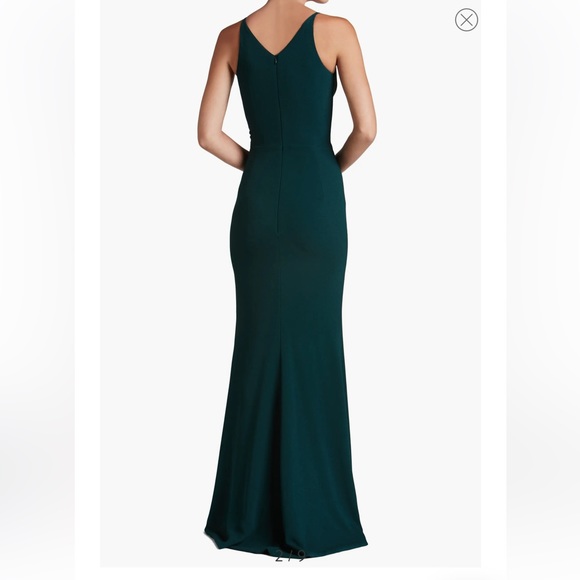 Dress the Population Iris Slit Crepe Gown in New Pine, medium - Picture 4 of 11